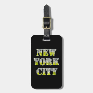 New York City Silver Gold Glitters Luggage Tag