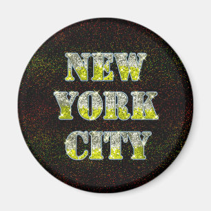 New York City Silver Gold Glitters Magnet