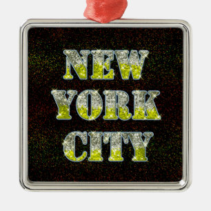 New York City Silver Gold Glitters Metal Tree Decoration