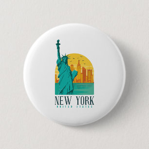 New York City Skyline 6 Cm Round Badge