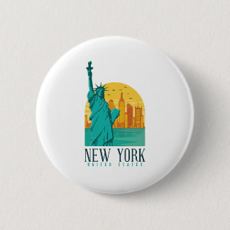 New York City Skyline 6 Cm Round Badge