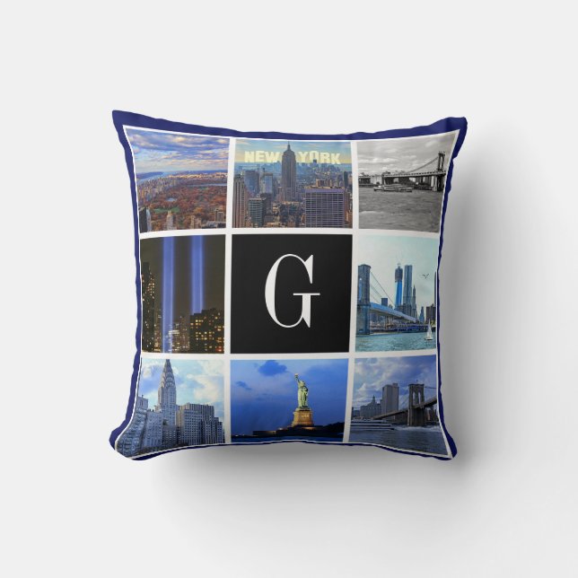 New York City Skyline 8 Image Photo Collage Cushion (Front)