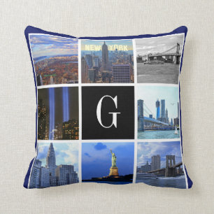 New York City Skyline 8 Image Photo Collage Cushion