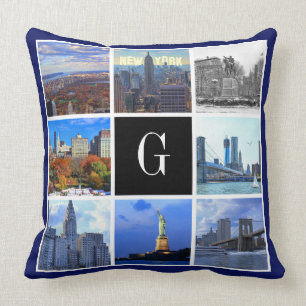 New York City Skyline 8 Image Photo Collage Cushion