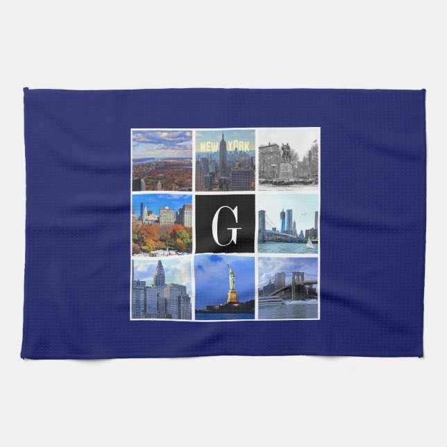 New York City Skyline 8 Image Photo Collage Tea Towel (Horizontal)
