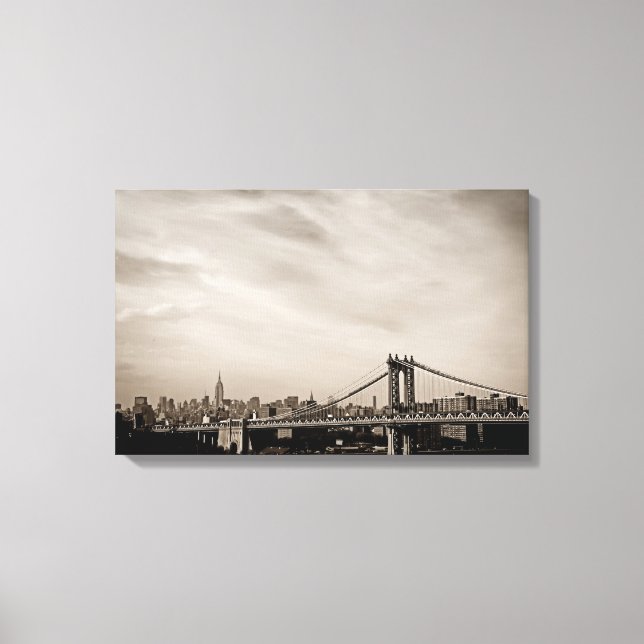 New York City Skyline and Manhattan Bridge Canvas Print (Front)
