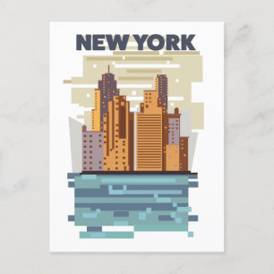 New York City Skyline Announcement Postcard