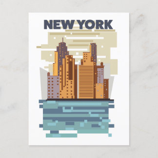 New York City Skyline Announcement Postcard