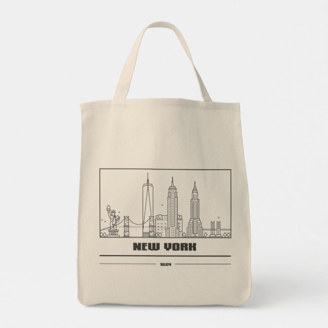 New York City Skyline Art Tote Bag – Chic & Timele (Back)