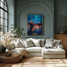 New York City Skyline at Dusk - Brooklyn Bridge