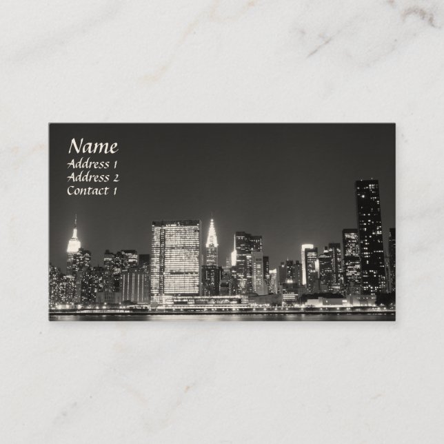 New York City Skyline at Night , Lower Manhattan Business Card (Front)