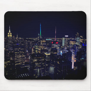 New York City Skyline at Night Mouse Mat