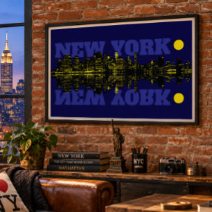 New York City Skyline At Night Poster