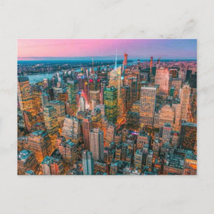 New York City Skyline at Sunset NYC Twilight Holiday Postcard