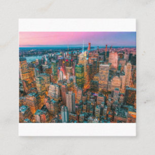 New York City Skyline at Sunset   NYC Twilight  Square Business Card