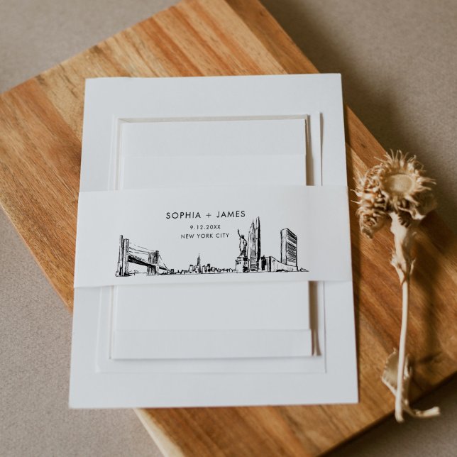 New York City Skyline Belly Band, 2"x11.5" Invitation Belly Band (Creator Uploaded)