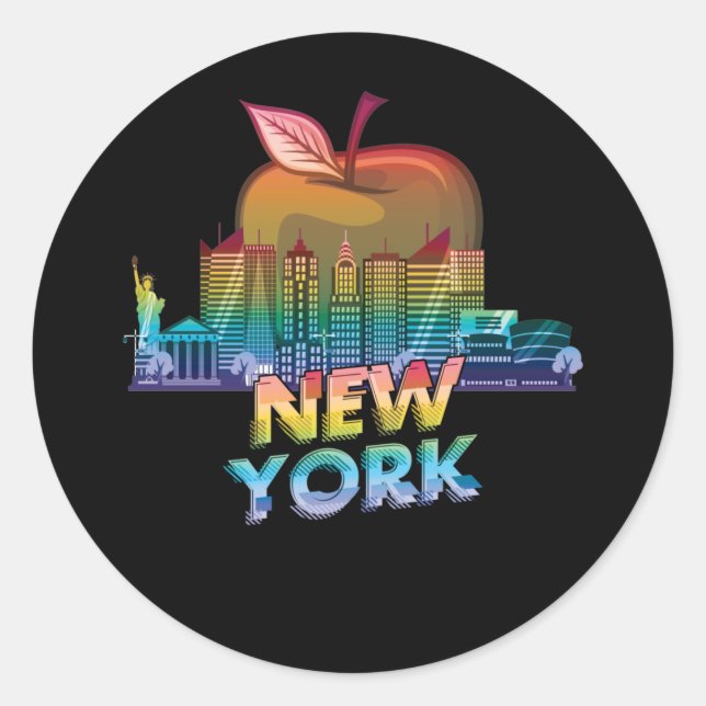 New York City Skyline Big Apple State Souvenir NYC Classic Round Sticker (Front)
