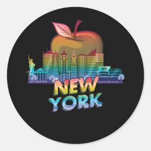 New York City Skyline Big Apple State Souvenir NYC Classic Round Sticker