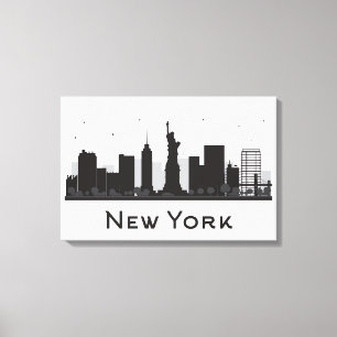 New York City Skyline Black and White Canvas Print