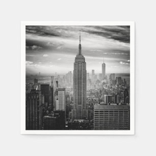 New York City skyline black and white Napkin