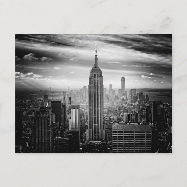 New York City skyline black and white Postcard (Front)