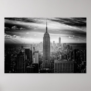 New York City skyline black and white Poster