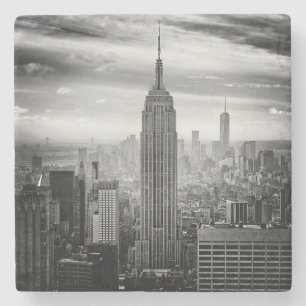 New York City skyline black and white Stone Coaster