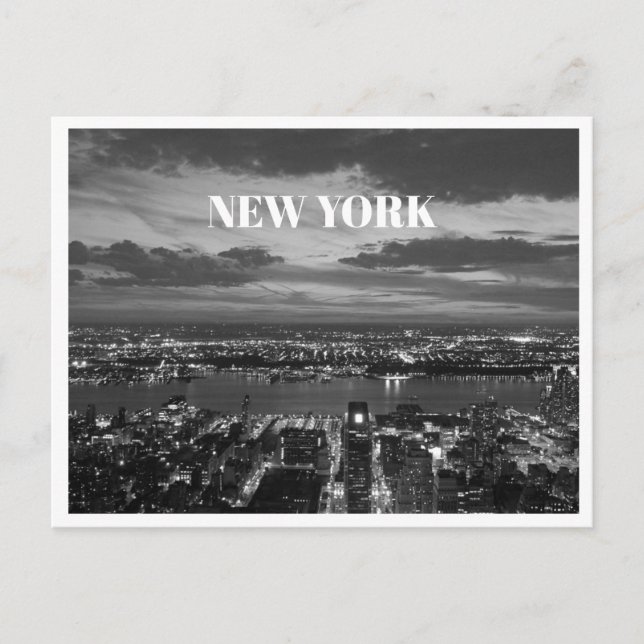 New York City Skyline Black White Landscape Holiday Postcard (Front)
