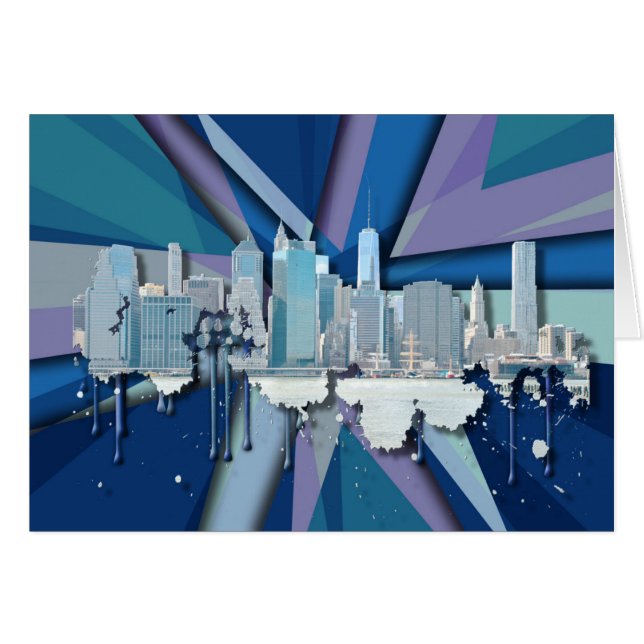 New York City Skyline | Blue 3D (Front Horizontal)