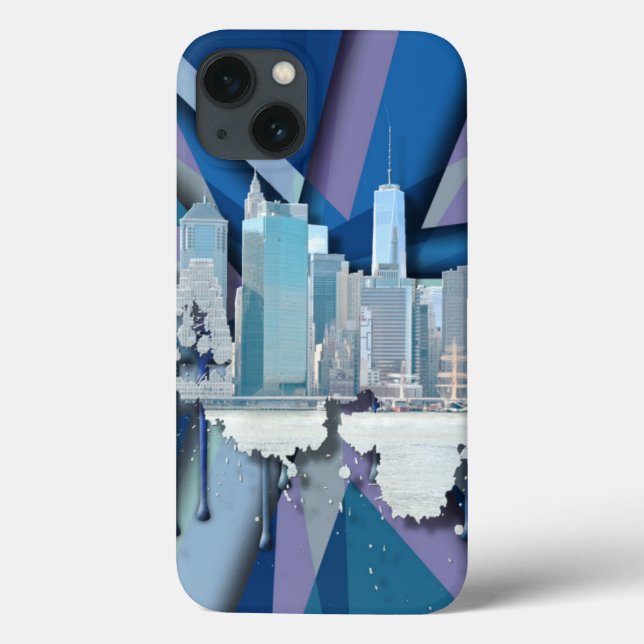 New York City Skyline | Blue 3D Case-Mate iPhone Case (Back)