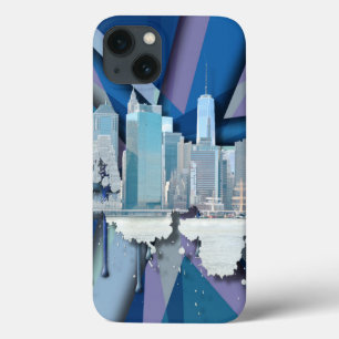 New York City Skyline   Blue 3D iPhone 13 Case