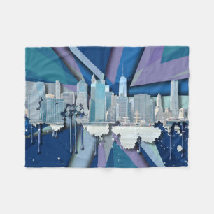 New York City Skyline   Blue 3D Fleece Blanket