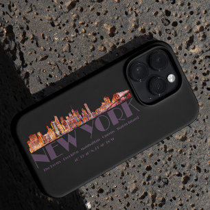 New York City Skyline. Boroughs and Coordinates iPhone 13 Pro Max Case