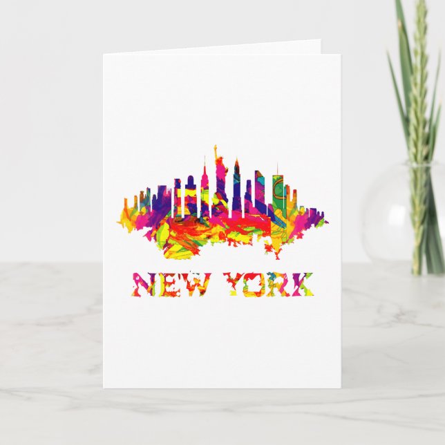 New York City skyline bright colourful Card (Front)