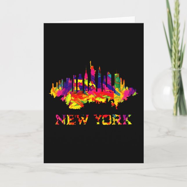 New York City skyline bright colourful Card (Front)