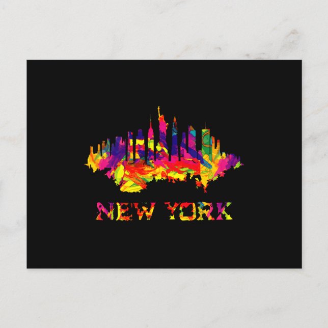 New York City skyline bright colourful Postcard (Front)