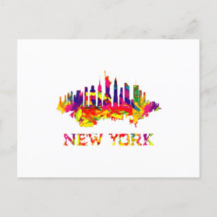 New York City skyline bright colourful Postcard
