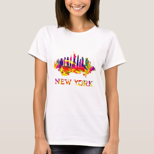 New York City skyline bright colourful T-Shirt (Front)