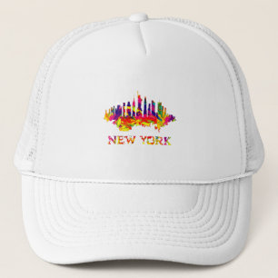 New York City skyline bright colourful Trucker Hat