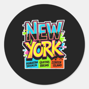 New york city skyline bronx queens manhattan state classic round sticker