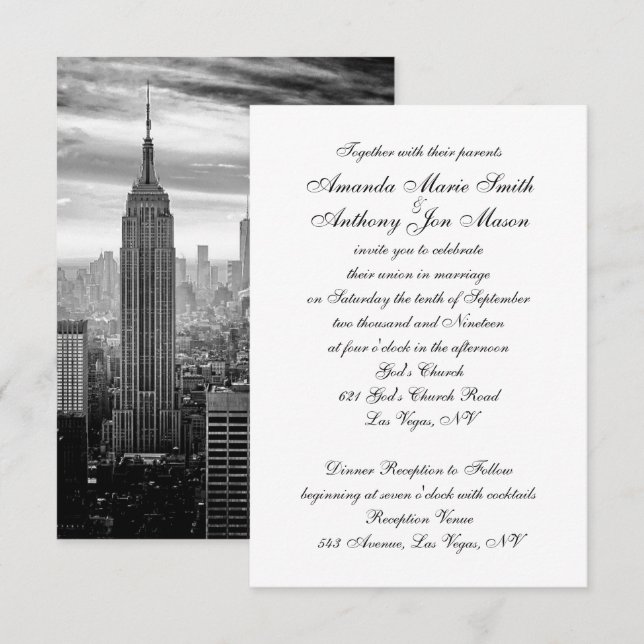 New York City Skyline Brooklyn Wedding Invitation (Front/Back)