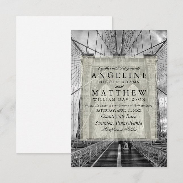 New York City Skyline Brooklyn Wedding Invitation (Front/Back)