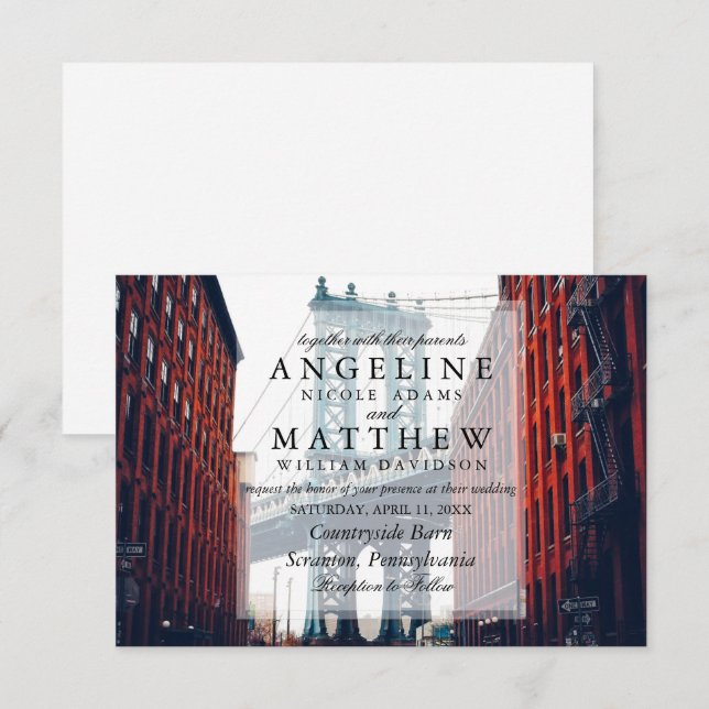 New York City Skyline Brooklyn Wedding Invitation (Front/Back)