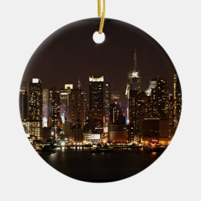 New York City Skyline Ceramic Tree Decoration (Front)