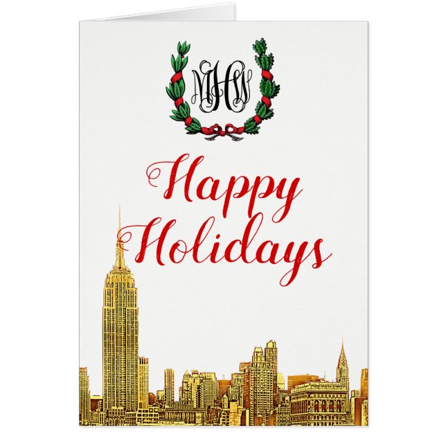 New York City Skyline Christmas Happy Holidays (Front)