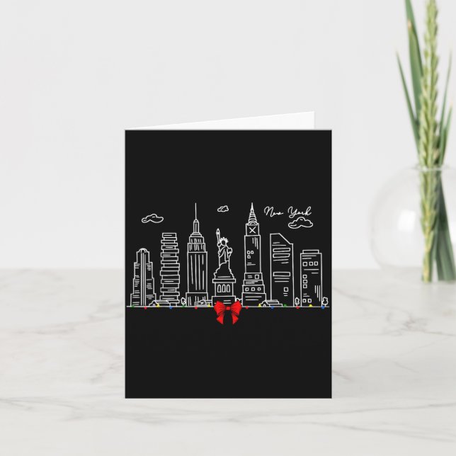 New York City Skyline Christmas Lights Nyc New Yor Card (Front)