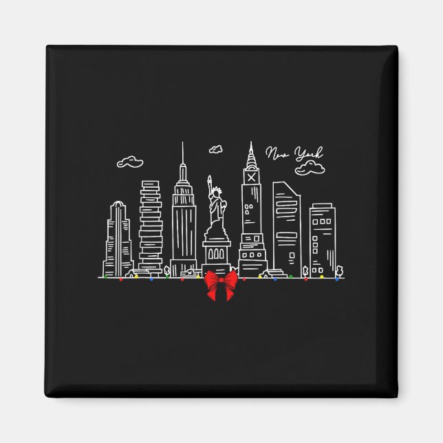 New York City Skyline Christmas Lights Nyc New Yor Magnet (Front)