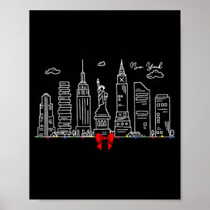 New York City Skyline Christmas Lights Nyc New Yor Poster
