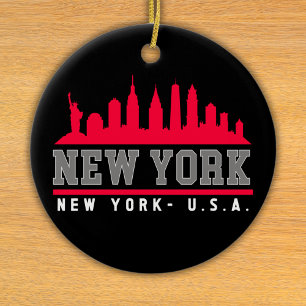 New York City Skyline City Ceramic Tree Decoration