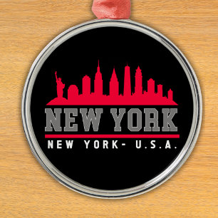 New York City Skyline City Metal Tree Decoration